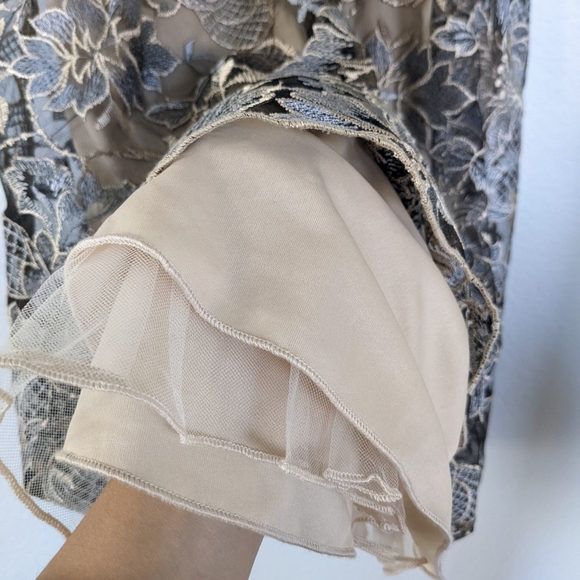 Xtraordinary Embroidered Floral and Lace Mini Dress, Silver and Nude, Junior 11 - Picture 4 of 9